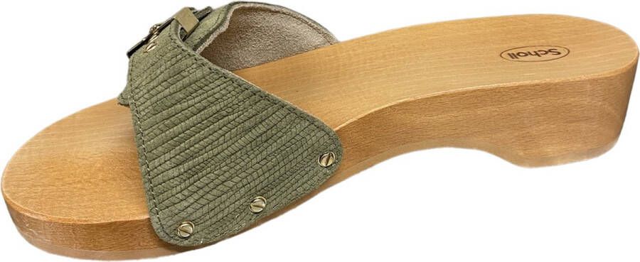 Scholl Iconic Pescura Heel Embossed Suede Green Muilen - Foto 4