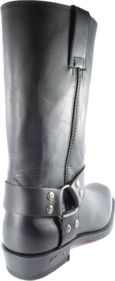 Sendra 1918 Pete Zwart Dames Heren Biker Basic Western Cowboylaarzen Vierkante neus Leren zool Beetje Schuine Hak Vast Sierspoor Treklussen Echt Leer
