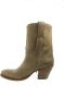 Sendra Boots 10748 Laly Donker Taupe Handgemaakt GoodYear Welted Dames Enkellaars Schuine Hoge Hak Ronde Neus Concho Turquoise Vlechtwerk Echt Leer - Thumbnail 4