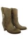 Sendra Boots 10748 Laly Donker Taupe Handgemaakt GoodYear Welted Dames Enkellaars Schuine Hoge Hak Ronde Neus Concho Turquoise Vlechtwerk Echt Leer - Thumbnail 8