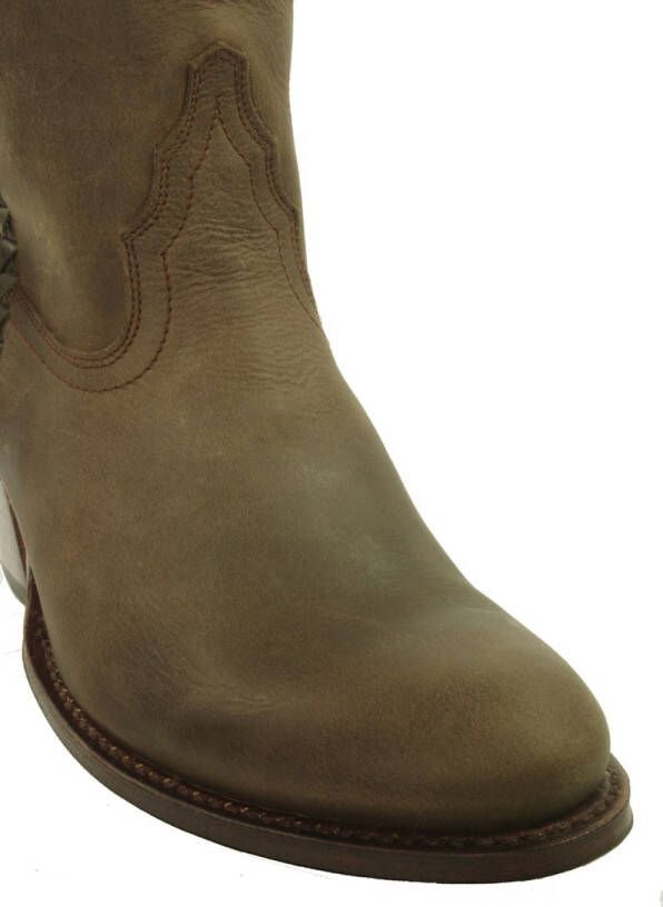 Sendra Boots 10748 Laly Donker Taupe Handgemaakt GoodYear Welted Dames Enkellaars Schuine Hoge Hak Ronde Neus Concho Turquoise Vlechtwerk Echt Leer - Foto 10