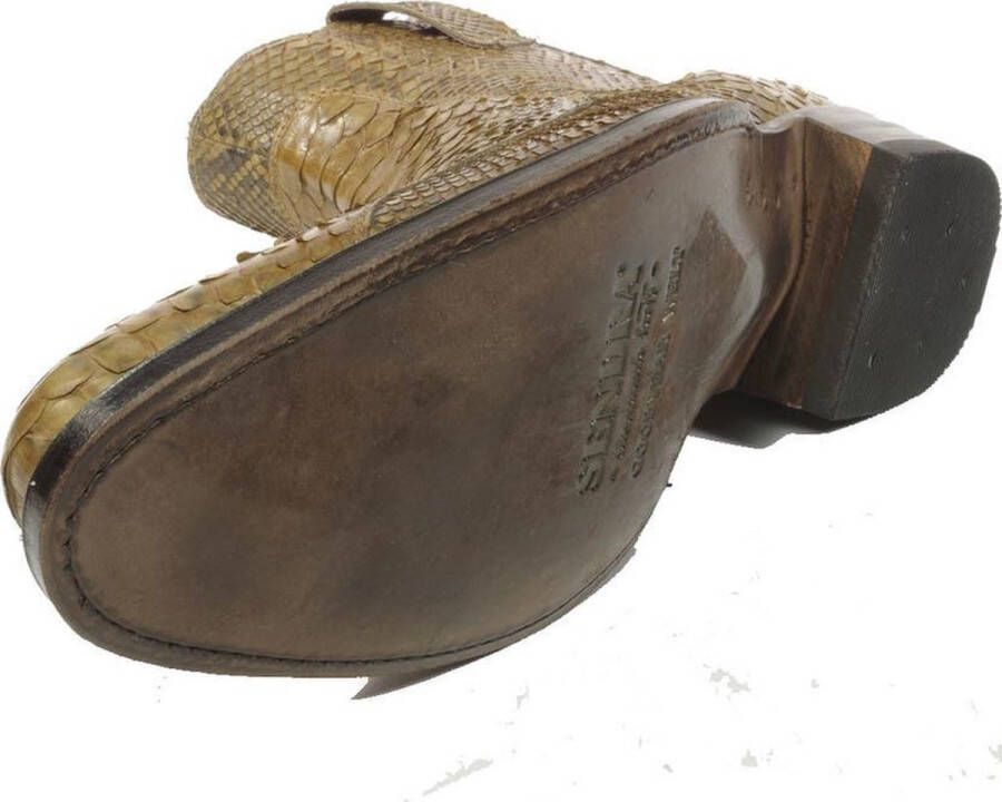 Sendra boots 10863 Kahki Heren Cowboy Enkellaars Jodhpur Ronde Neus Beetje Schuine Hak Rits Sluiting Echt Leer