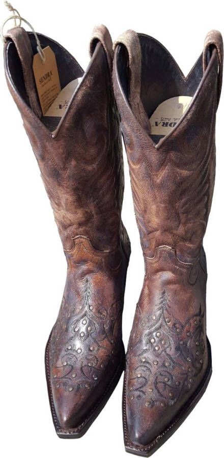 Sendra boots 11472 Cuervo Bruin Heren Laarzen Cowboy Western Boots Spitse Neus Schuine Hak Lederen Zool Sierstiksel Studs Vintage Look Echt Leer - Foto 6