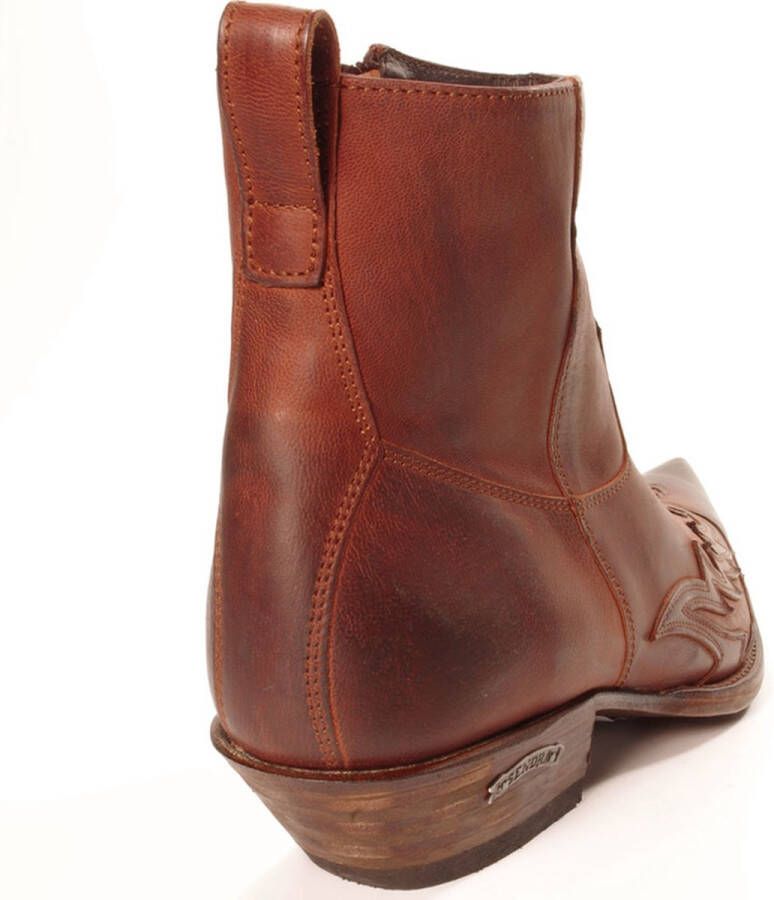 Sendra Boots 11783C Cuervo Cognac Handgemaakt Heren Cowboy Western Enkellaars Spitse Neus Ritssluiting Beetje Schuine Hak Echt Leer - Foto 2