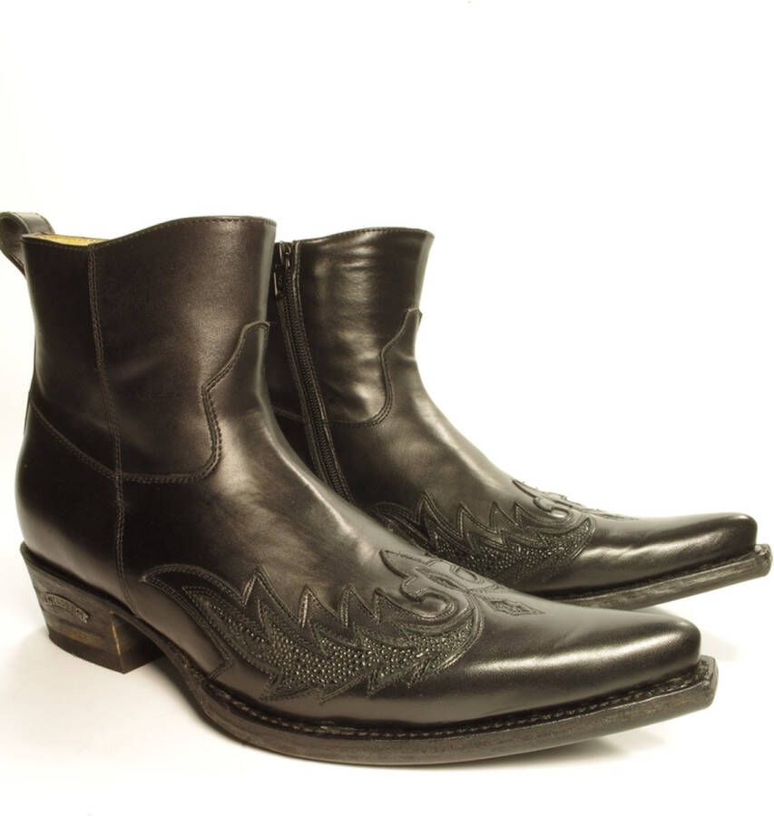 Sendra boots 12185 Javi Zwart Handgemaakt Heren Cowboy Western Enkel Laars Spitse Neus Rits Sluiting Echt Leer - Foto 6