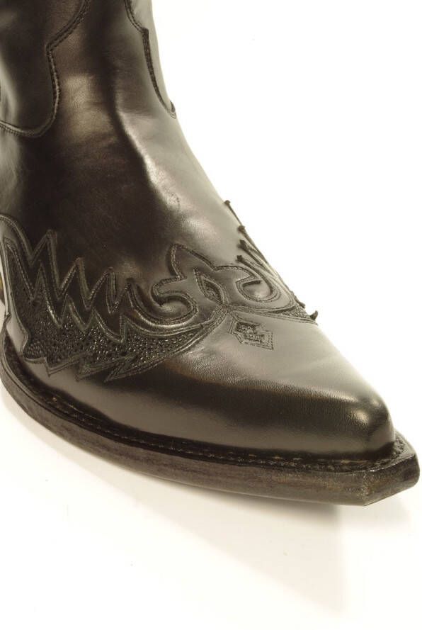 Sendra boots 12185 Javi Zwart Handgemaakt Heren Cowboy Western Enkel Laars Spitse Neus Rits Sluiting Echt Leer - Foto 7