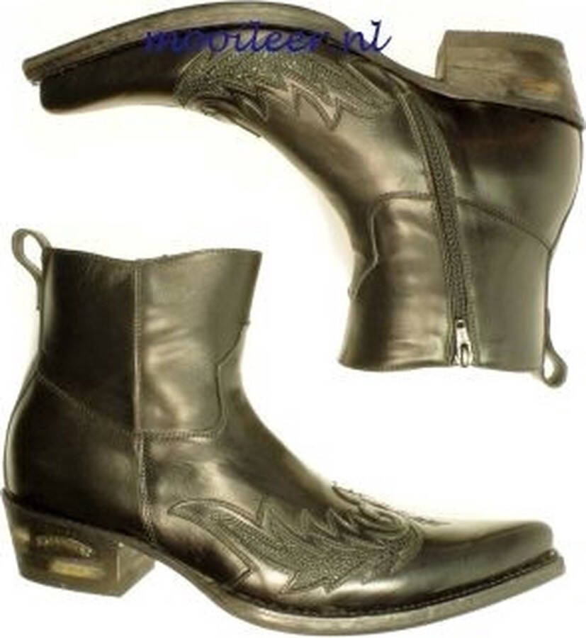 Sendra boots 12185 Javi Zwart Handgemaakt Heren Cowboy Western Enkel Laars Spitse Neus Rits Sluiting Echt Leer - Foto 8