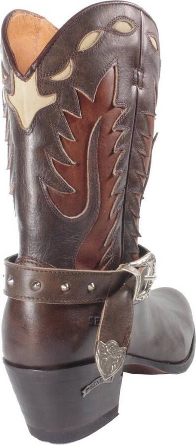 Sendra boots 15253 Debora Bruin Handgemaakt Dames Half Kuit Hoge Western Ibiza Laarzen Ronde Neus Beetje Schuine Hoge Hak Echt Leer