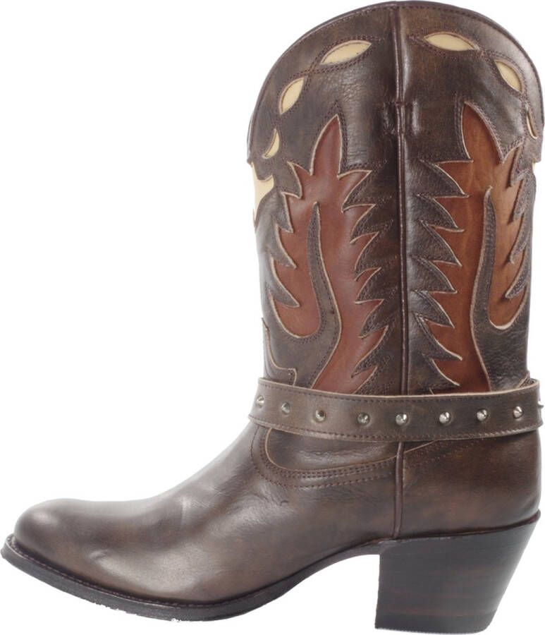 Sendra boots 15253 Debora Bruin Handgemaakt Dames Half Kuit Hoge Western Ibiza Laarzen Ronde Neus Beetje Schuine Hoge Hak Echt Leer