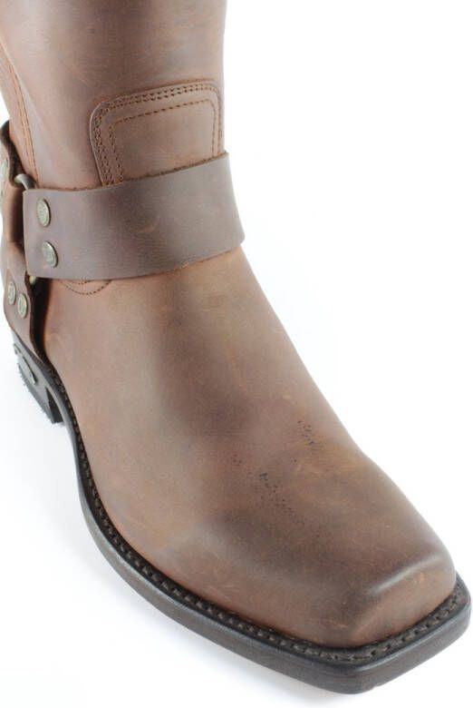 Sendra Boots 1918 Pete Bruin Dames Heren Biker Basic Western Cowboylaars Vierkante neus Beetje Schuine Hak Vast Sierspoor Treklussen Echt Leer