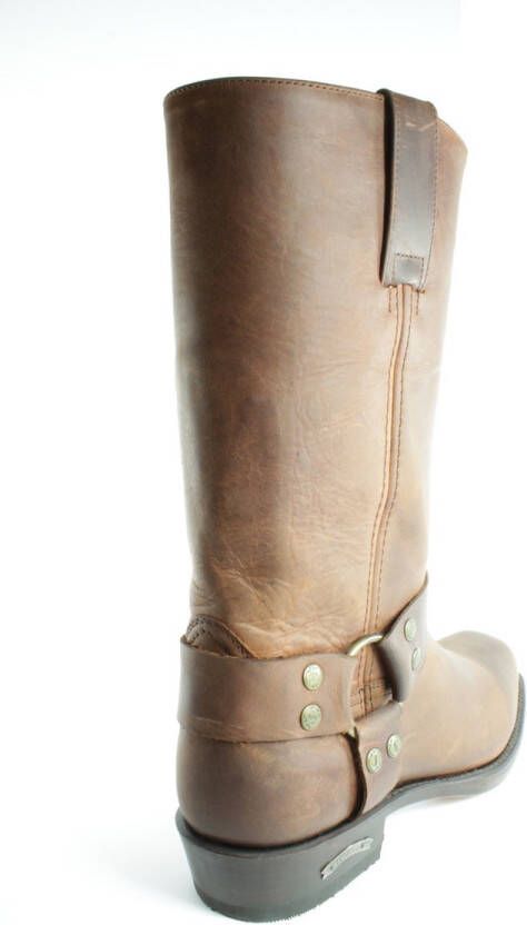 Sendra Boots 1918 Pete Bruin Dames Heren Biker Basic Western Cowboylaars Vierkante neus Beetje Schuine Hak Vast Sierspoor Treklussen Echt Leer