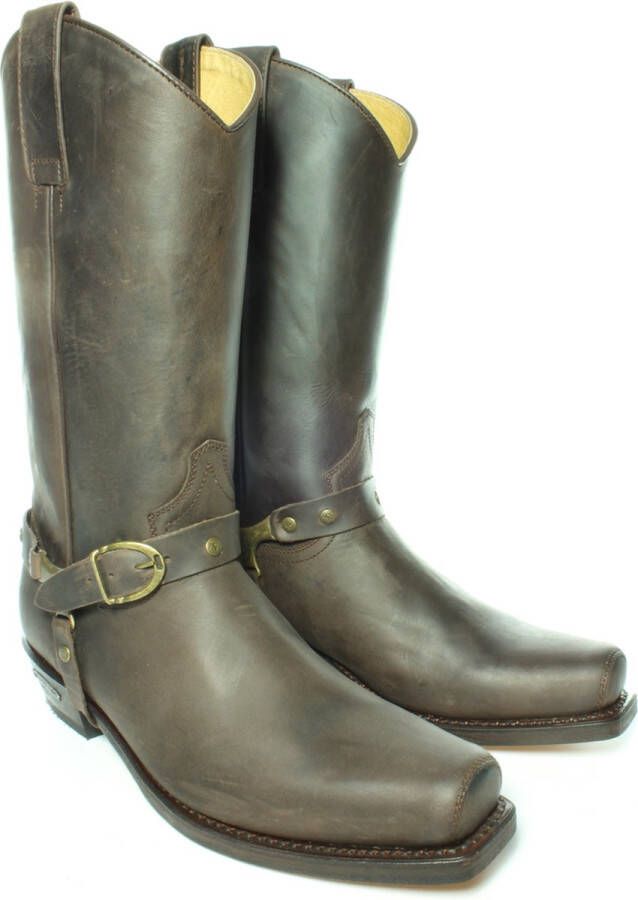 Sendra Boots 3091 Seta Bruin Dames Heren Biker Western Cowboy Laarzen Handgemaakt Vierkante Neus Schuine Hak Leren Zool Treklussen Echt Leer