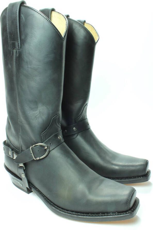 Sendra Boots 3091 Seta Zwart Biker Western Cow Laarzen Handgemaakt Vierkante Neus Leren Zool Schuine hak Treklussen Echt Leer - Foto 4