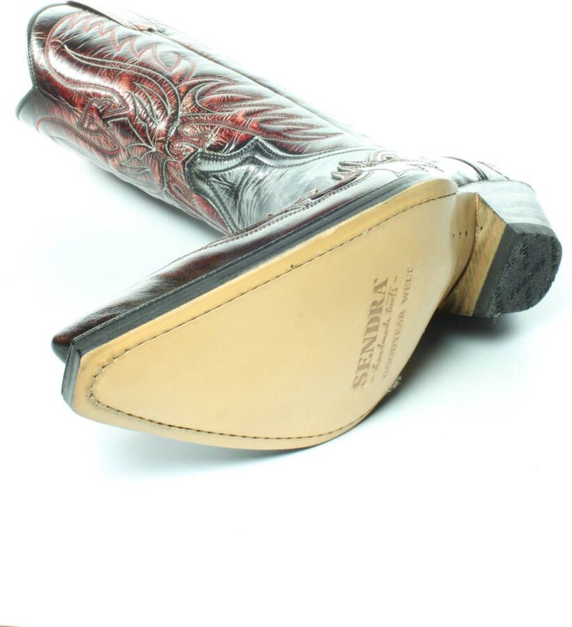 Sendra Boots 3241 Cuervo Ibiza Zwart Grijs Rood Heren Dames Handgemaakt Cowboy Western Laarzen Unisex Spitse Neus Schuine Hak Lederen Zool Treklussen Echt Leer