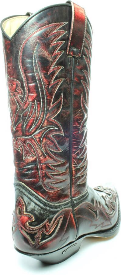 Sendra Boots 3241 Cuervo Ibiza Zwart Grijs Rood Handgemaakt Cow Western Laarzen Unisex Spitse Neus Schuine Hak Rechte Schacht Treklussen Echt Leer - Foto 6