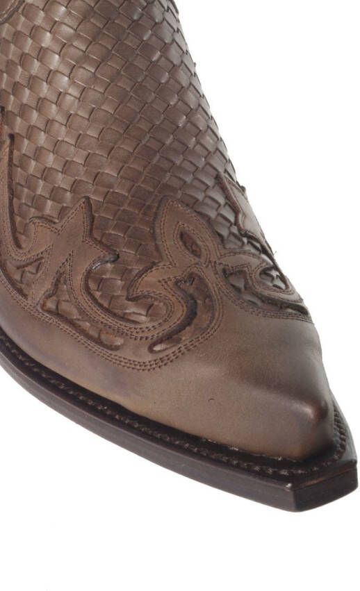 Sendra Boots 3241 Trenzado Cuervo West Bruin Handgemaakt Cowboy Laarzen Heren Spitse Neus Schuine Hak Lederen Zool Gevlochten Wreef Echt Leer - Foto 5