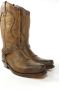 Sendra Boots 3434 Sam Bruin Biker Western Boots Unisex Vierkante Neus Beetje Schuine Hak Sier vlechtwerk Treklussen Echt Leer - Thumbnail 3