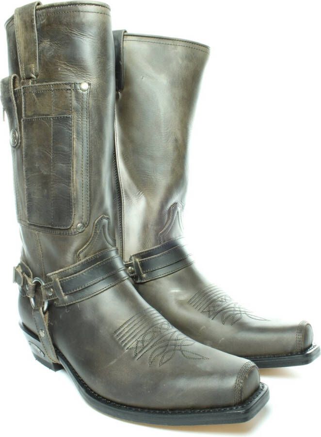 Sendra Boots 3604 Mad dog Seta Graffiet Biker Western Cowboy Laarzen Vierkante Neus Schuine Hak Afneembaar Spoor Zakje Rechte Schacht Treklussen Echt Leer