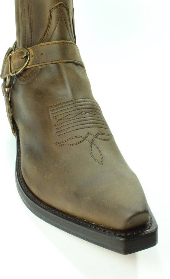Sendra Boots 4674 Hilux Bruin Cowboy Western Korte Laarzen Heren Enkellaars Spitse Neus Beetje Schuine Hak Elastiek Sluiting Afneembaar Sierspoor Goodyear Welted Echt Leer