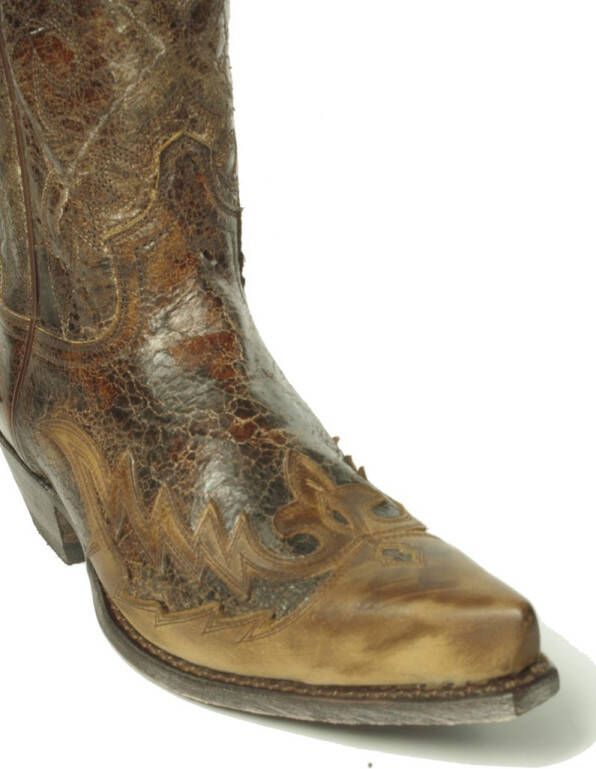 Sendra Boots 9669 Cuervo Bruin Dames Heren Cowboy Western Unisex Laarzen Spitse Neus Schuine Hak Vintage Look Echt Leer