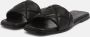 Shabbies Elegante Leren Slippers met Geweven Details Black Dames - Thumbnail 15