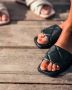 Shabbies Elegante Leren Slippers met Geweven Details Black Dames - Thumbnail 9