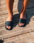 Shabbies Elegante Leren Slippers met Geweven Details Black Dames - Thumbnail 10