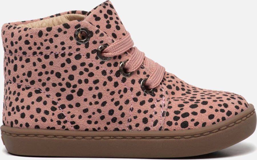 Shoesme Baby Enkelboots Meisjes Pink Black Dots Leer
