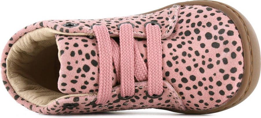 Shoesme Baby Enkelboots Meisjes Pink Black Dots Leer