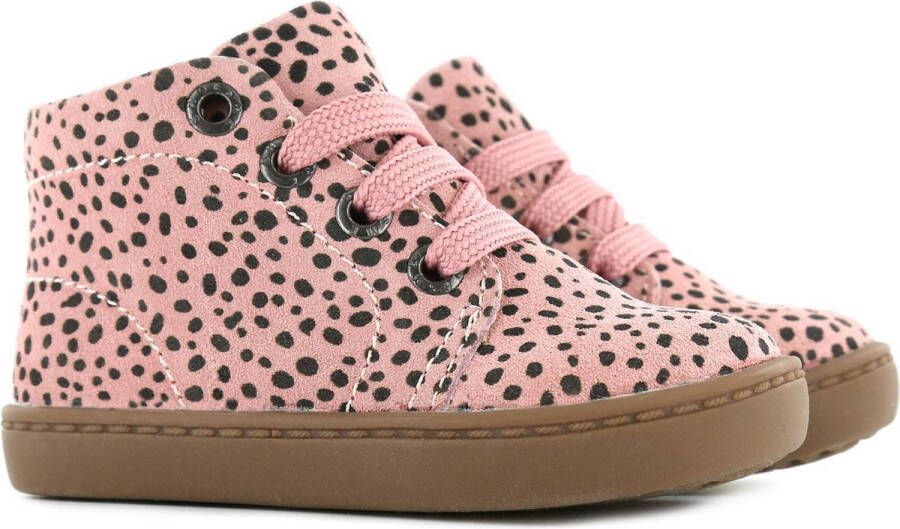 Shoesme Baby Enkelboots Meisjes Pink Black Dots Leer