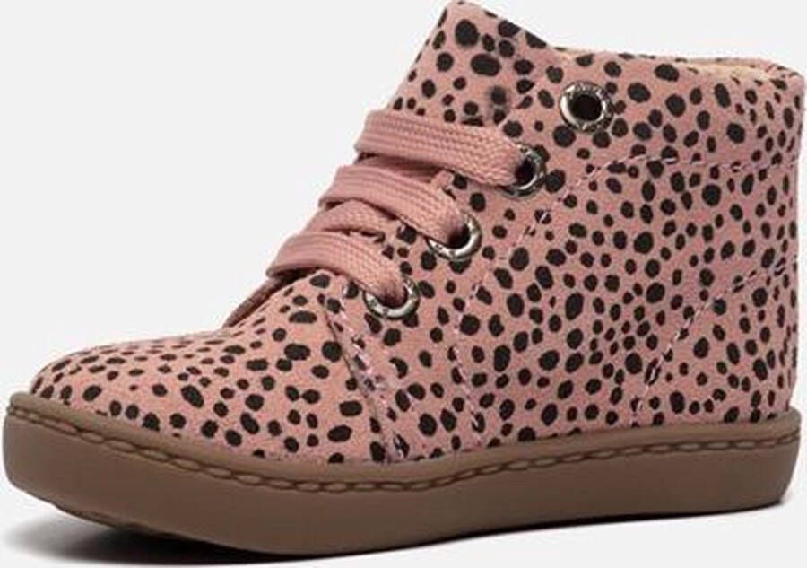 Shoesme Baby Enkelboots Meisjes Pink Black Dots Leer