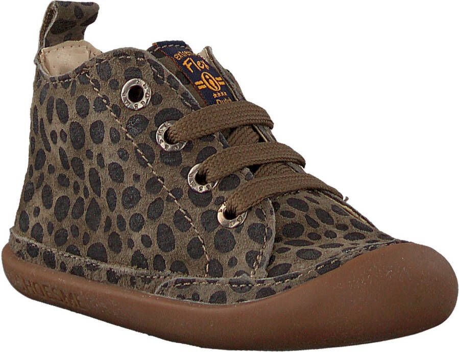 Shoesme Baby Veterschoenen Meisjes jongens BROWN ANIMAL PRINT Leer