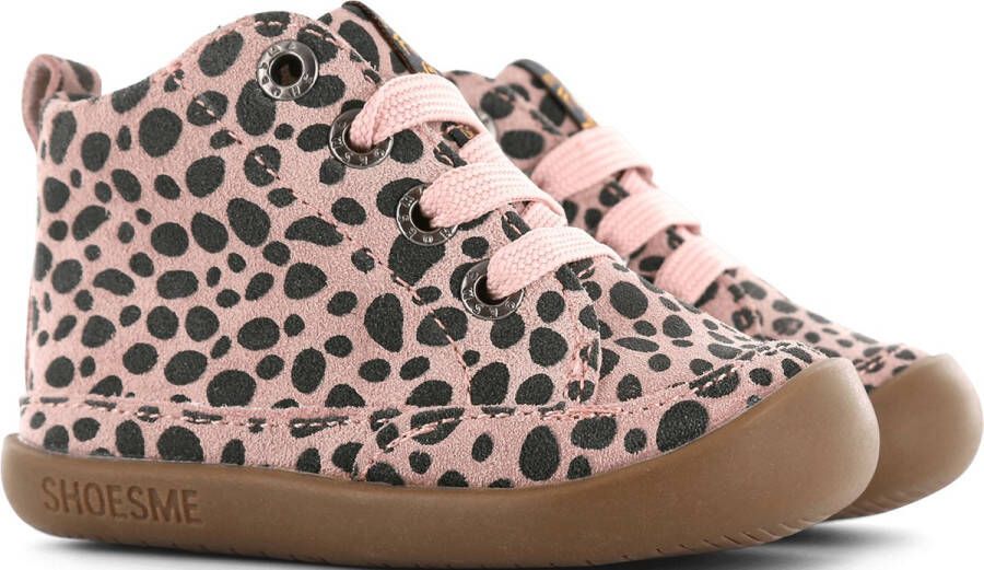 Shoesme Baby Veterschoenen Meisjes jongens PINK ANIMAL PRINT Leer