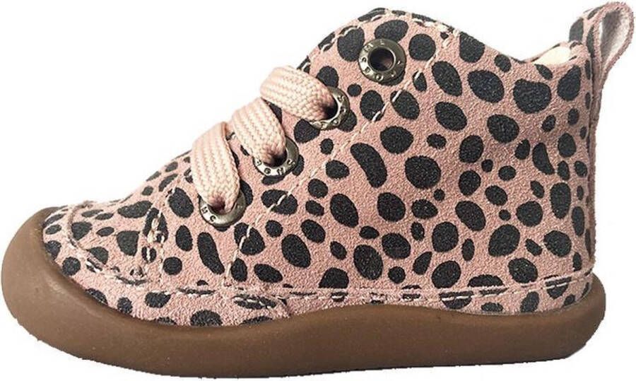 Shoesme Baby Veterschoenen Meisjes jongens PINK ANIMAL PRINT Leer