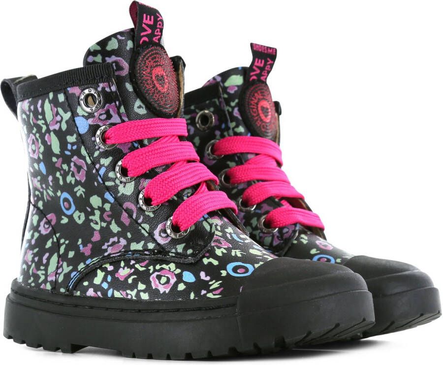 Shoesme Bikerboots Meisjes Black Multicolor pattern Leer