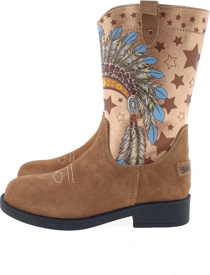 Shoesme Feathers meisjes cowboylaars Cognac