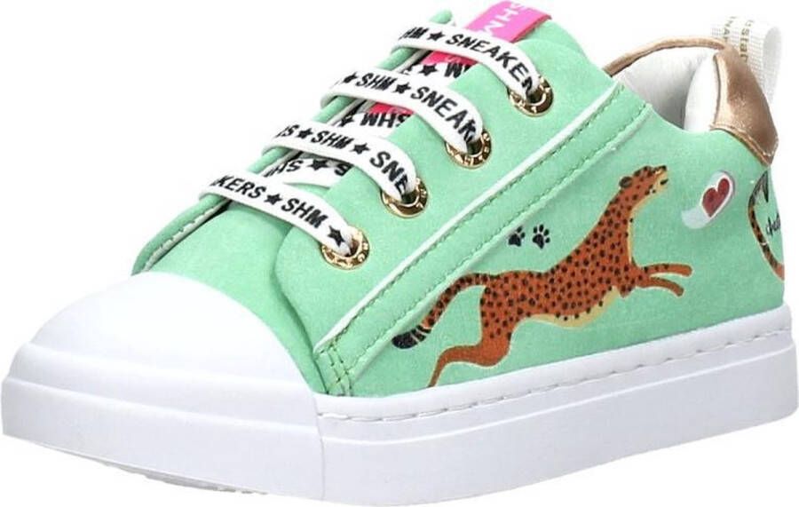 Shoesme mintgroene sneaker met luipaardprint