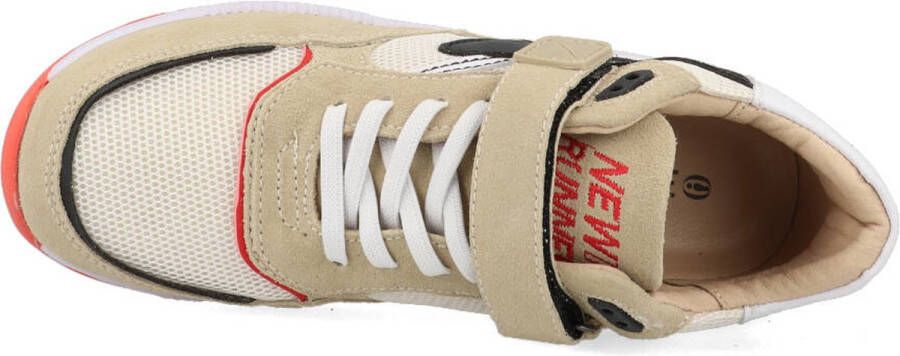 Shoesme Sneakers Jongens Beige Red Leer