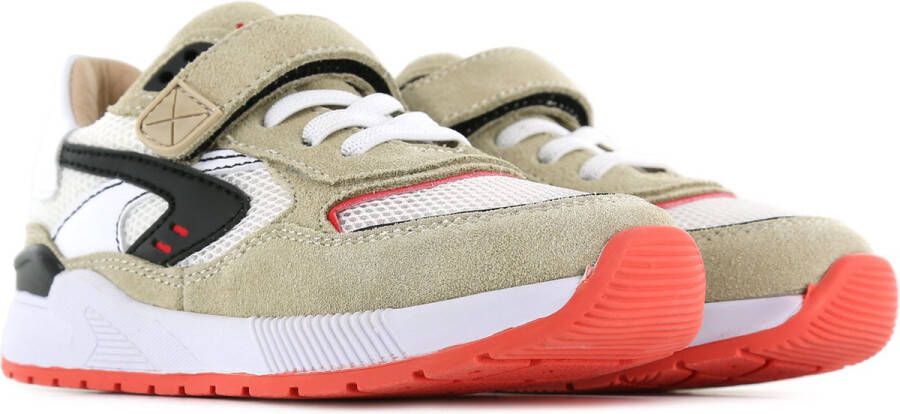 Shoesme Sneakers Jongens Beige Red Leer