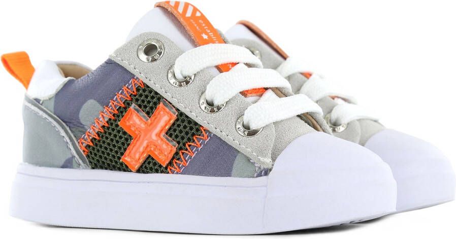 Shoesme Sneakers Jongens Camo Orange Leer