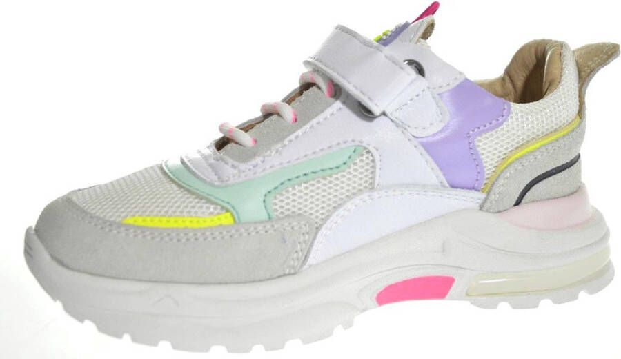 Shoesme Sneakers Meisjes White Lilac Green Leer