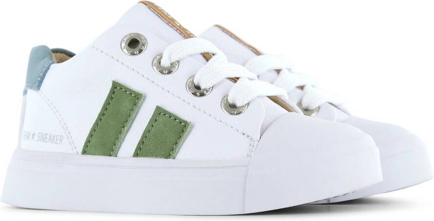 Shoesme Veterschoenen Meisjes jongens white green Leer