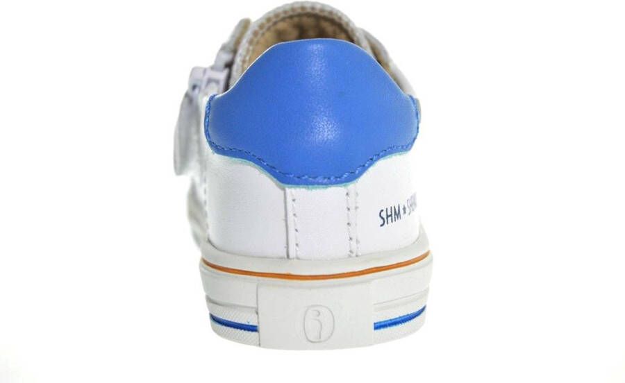 Shoesme witte sneakers met donkerblauwe striping