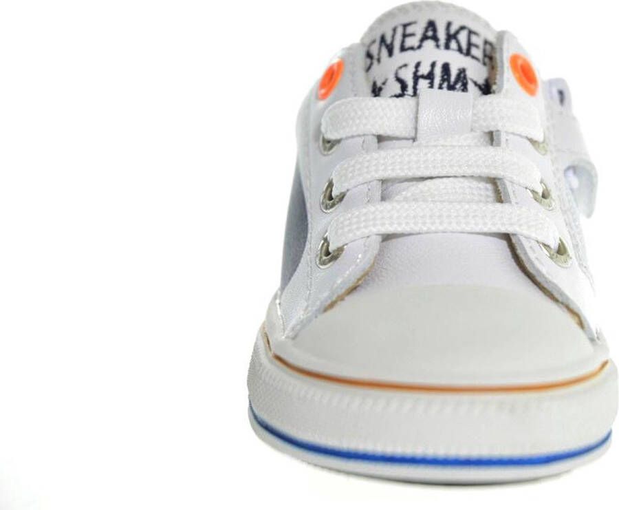 Shoesme witte sneakers met donkerblauwe striping