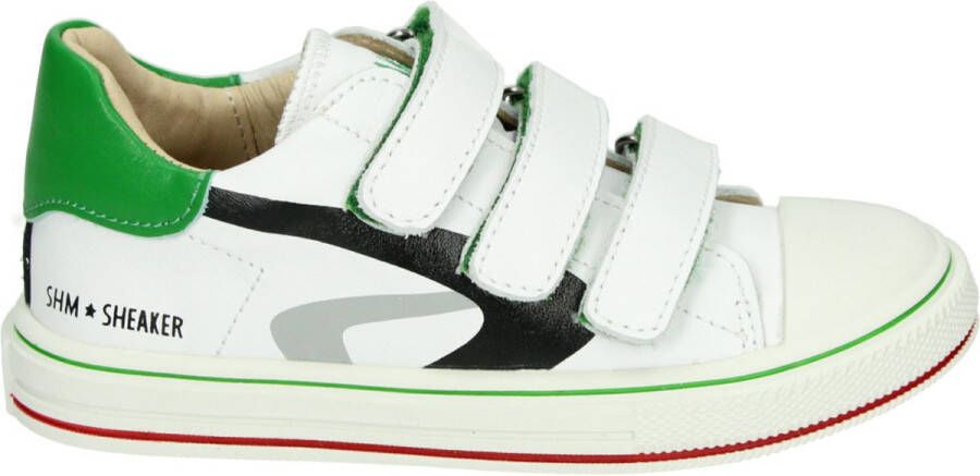 Shoesme witte sneakers met groene hiel
