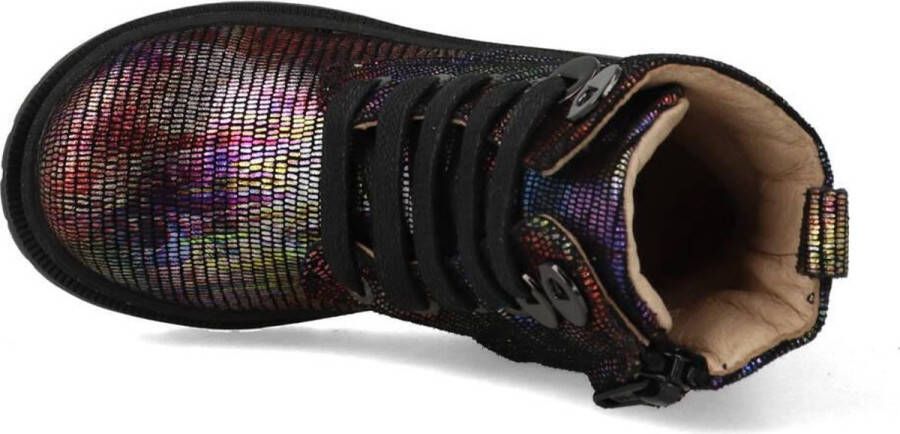 Shoesme zwarte bikerboots met allover multicolor print