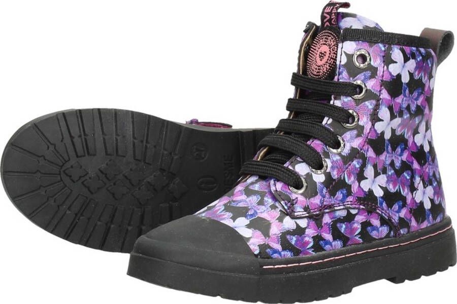 Shoesme zwarte lage bikerboot met vlinders