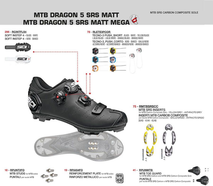 Sidi Dragon 5 SRS Matt Mega MTB Shoes (Wide Fit) Fietsschoenen