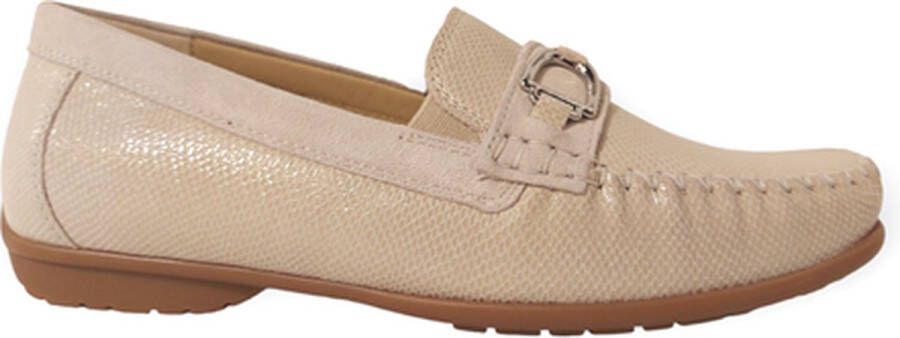 Sioux Instapper Cortizia-723-H Off White Reptielprint Suède Verwisselbaar Voetbed Wijdte H