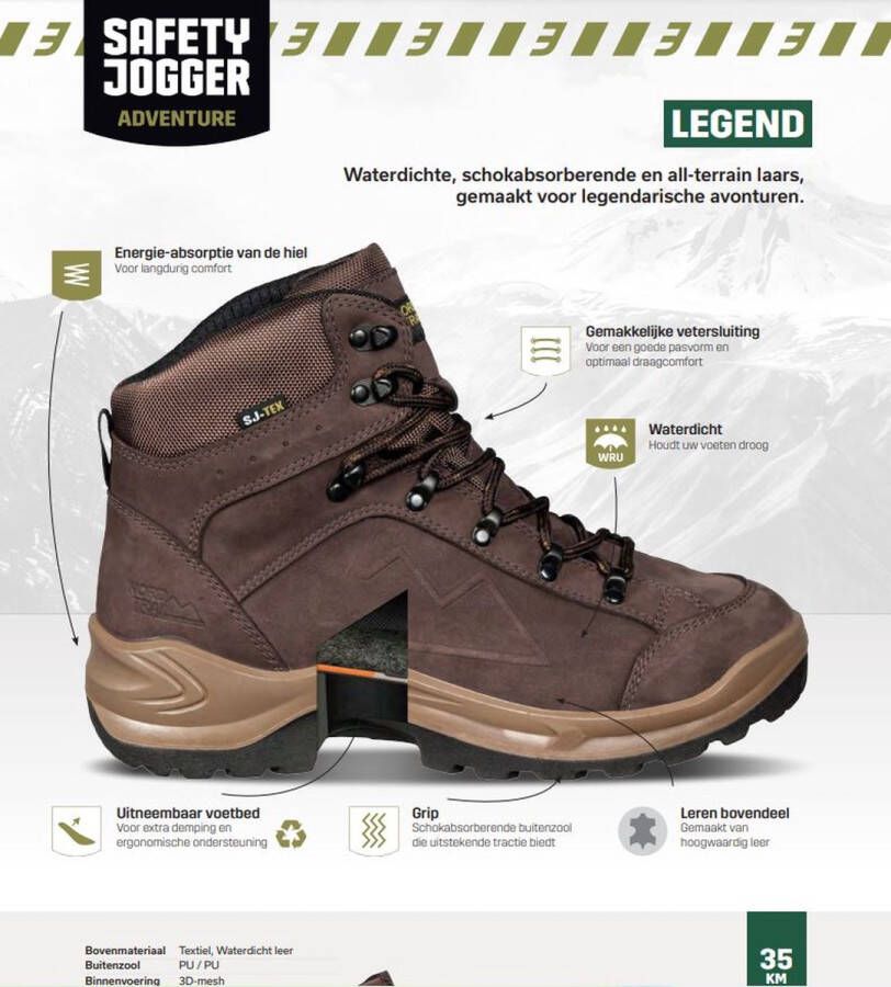 SJ Adventure heren wandelschoenen categorie B Bruin Uitneembare zool